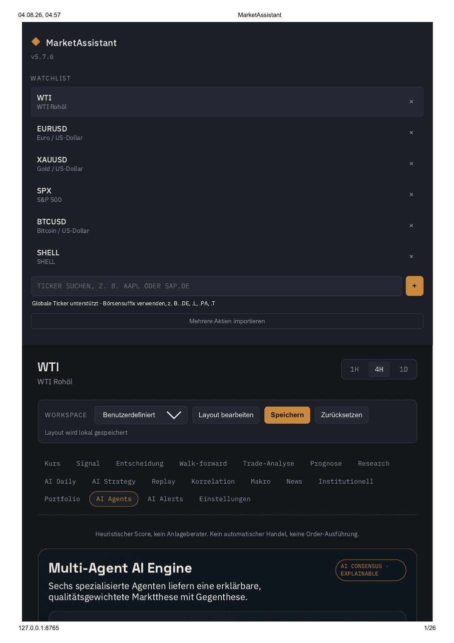MarketAssistant Pro desktop application overview